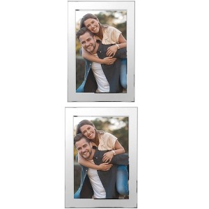 REGALWOVEN Home Room Modern Brushed Aluminum Real Glass Photo Frame - 1 of 4