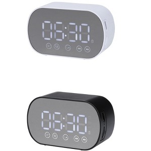 REGALWOVEN 2 Pcs Digital Mirror FM Radio Speaker Small Dual Alarm Clock 3.3 x 2 x 1.6 Inches - 1 of 4