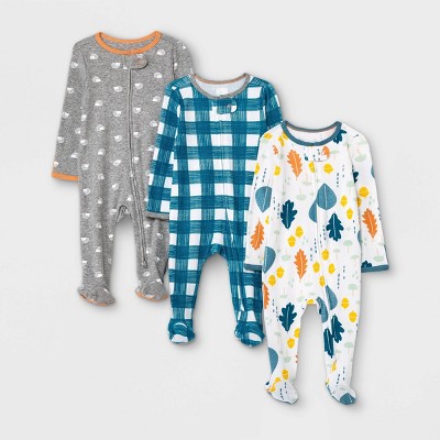 Image of Baby Boys' 3pk Fall Sleep N' Play - Cloud Island™ Blue 3-6M