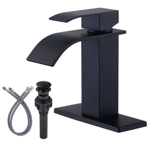 WOWOW Single Handle Waterfall Bathroom Faucet with Deckplate - 1 of 4
