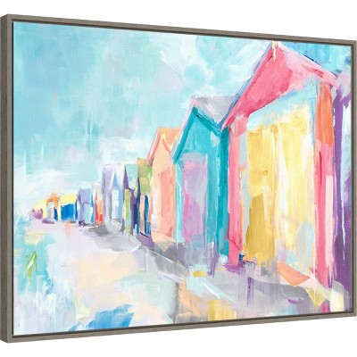 Brighton Beach Summer Colors Framed Canvas Print