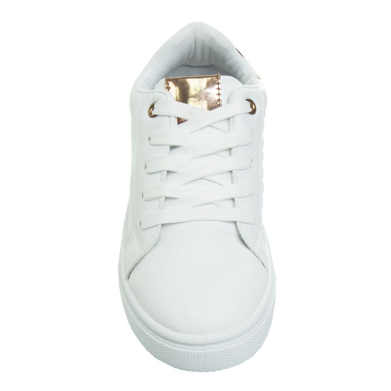 Kensie Girls White Casual Sneakers with Lace Up Closure and Glittery Accents  (Little Kid/Big Kid), 4 of 8