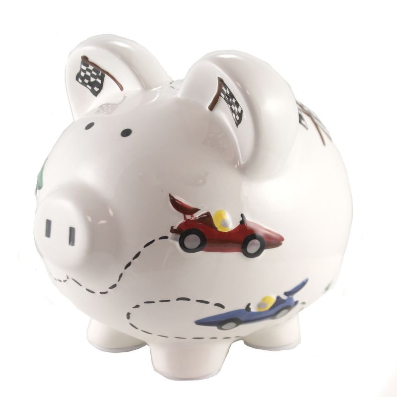 Child To Cherish 7.75 In Vroom Race Car Piggy Bank Speedway Checkered Flag Decorative Banks, 2 of 5