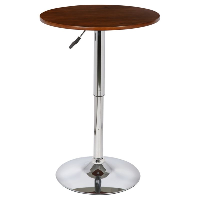 Bentley Adjustable Bar Height Pub Table Walnut with Chrome Finish - Armen Living, 1 of 8