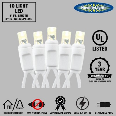 Novelty Lights 10 Light Warm White LED Christmas Craft Mini Light Set (White Wire, 5 Feet)