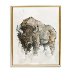 Stupell Industries Western American Buffalo Floating Frame Canvas Art - 1 of 4