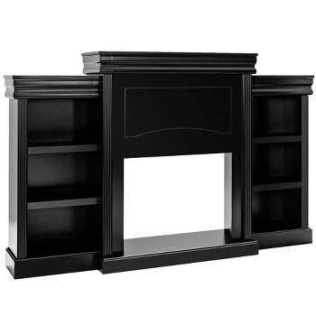 Costway 70'' Fireplace TV Stand Modern Media Entertainment Center Bookcase White\Black
