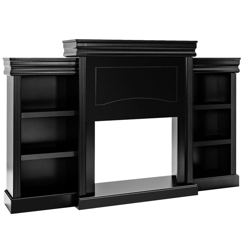 Costway 70'' Fireplace TV Stand Modern Media Entertainment Center Bookcase White\Black, 1 of 10