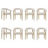 Beige Boucle Dining Chairs with Arm Set of 8 Modern Upholstered Chairs with Cruved Backest for Dining Room,Living Room,Farmhouse-Tanpinhause - 2 of 4