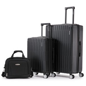 Rockland 3 Set 2-Piece Hardside Spinner Wheel Upright Luggages with Tote Black - 1 of 4