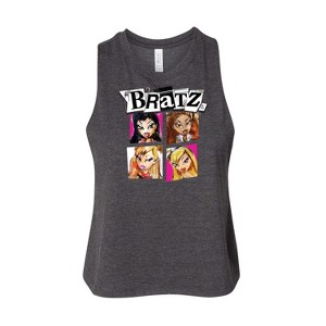 Women's Bratz Original Dolls Cartoon Drawing Graphic Racerback Tank - Heather Charcoal - Small - 1 of 3