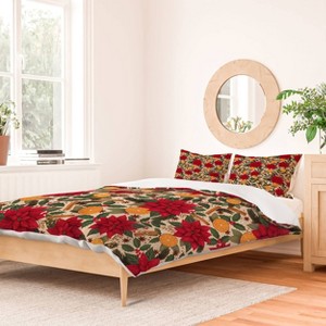 Deny Designs Full/Queen Avenie Yuletide Bright Duvet Cover and Pillow Sham Green - 1 of 4