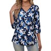 Nlife Women's Casual V Neck Floral Print 3/4 Length Sleeve Blouses Tropical Hawaiian Shirt Tops - 2 of 4