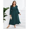 Garvee Women's Plus Size Fall Dress with Pocket Ruffle Cap Long Sleeves V Neck Side Split Long Maxi Dress - 2 of 4
