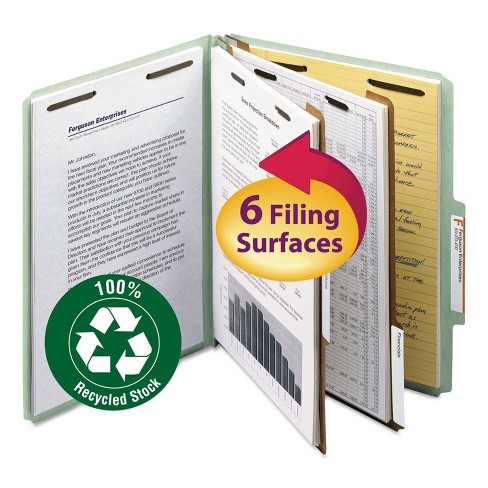 Smead Classification Folder One Divider 2" Exp 2/5 Cut Letter Gray/Green 10/Box 