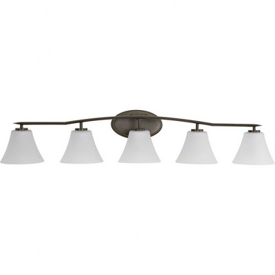 Progress Lighting, Nisse Collection, 4-Light Bath Vanity, Polished Nickel, Etched Opal Glass Shade
