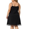 Agnes Orinda Women's Plus Size V Neck Adjustable Spaghetti Strap Mesh Panel Hem Sleeveless Nightgowns - 4 of 4