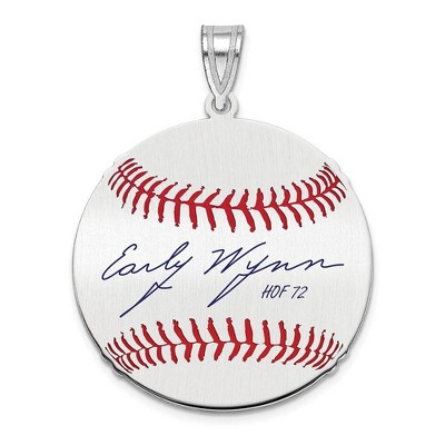 Black Bow Jewelry Sterling Silver Early Wynn Signature MD Enamel Baseball Pendant
