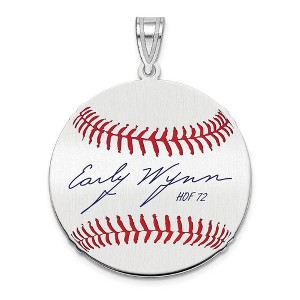 Black Bow Jewelry Sterling Silver Early Wynn Signature MD Enamel Baseball Pendant - 1 of 4