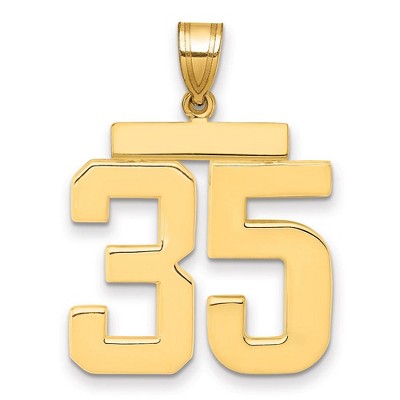 Black Bow Jewelry 14k Yellow Gold, Athletic Collection, Large Polished Number 35 Pendant