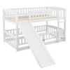 TiramisuBest Twin Over Twin Bunk Bed with Slide, Fence & Ladder, Kids Low Bunk Bed, White, Fun Play Bed for Kids & Teens - 4 of 4