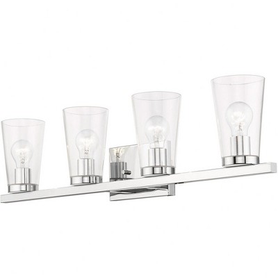 Cityview 4-Light Polished Chrome Vanity with Clear Glass Shades