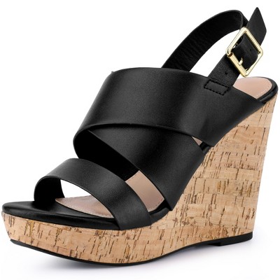 BLISSFUL STEP Women's Platform Wedge Heel Open Toe Slingback Sandals
