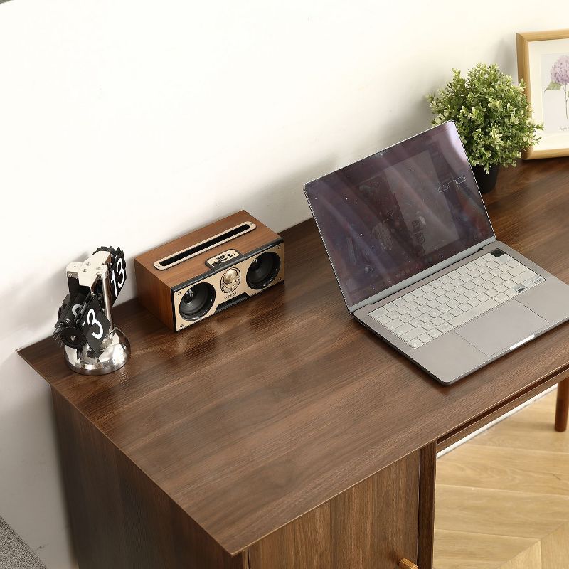 Small Desk with 47.24 Inch, Modern Walnut Finish, Solid Wood Legs, Kids Student Study Writing Work-Suitable for Home and Office Use-The Pop Home, 5 of 11