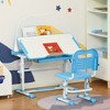 Qaba Kids Desk and Chair Set, Height Adjustable School Study Table and Chair, Student Writing Desk with Tilt Desktop, LED Lamp, Pen Box, Drawer, Reading Board, Cup Holder, and Pen Slots - 2 of 4