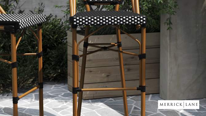 Merrick Lane Set of Two Stacking French Bistro Bar Stools with PE Seats and Backs and Metal Frames for Indoor/Outdoor Use, 2 of 13, play video