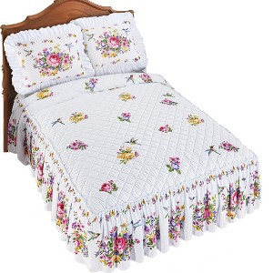 Collections Etc Hummingbird Ruffled  Bedspread - 1 of 3