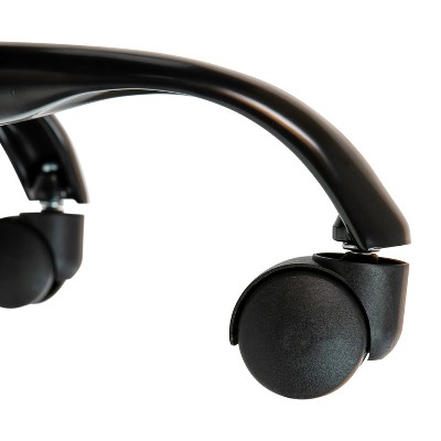 Black Vinyl Armless Ribbed Swivel Task Chair with Metal Base