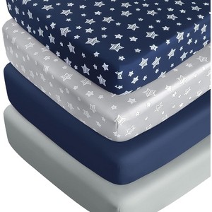 LISM 4 Pack Fitted Crib Sheet for Standard Size Crib and Toddler Mattresses - 1 of 4