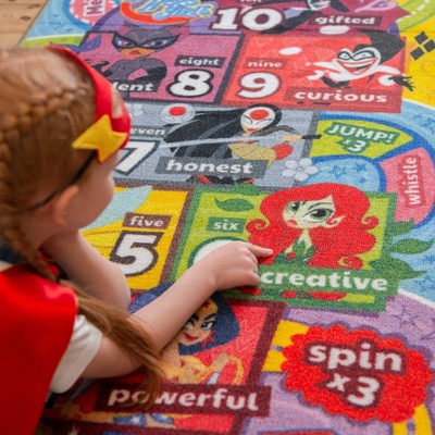 DC Super Hero Girls Educational Hopscotch Rug, 2' 7" x 6' 0"