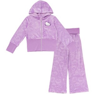 Hello Kitty Girls Velour Zip Up Hoodie and Jogger Pants Outfit Set Little Kid to Big Kid - 1 of 4
