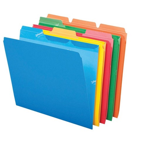 Pendaflex Glow Poly File Folders 1/3 Cut Top Tab Letter Assorted Colors 12/Pack 