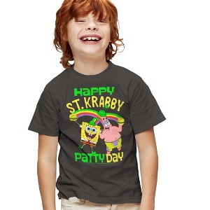 Boys' Short Sleeve Spongebob Squarepants St. Patrick's Day St. Krabby Patty Day T-Shirt - 1 of 4