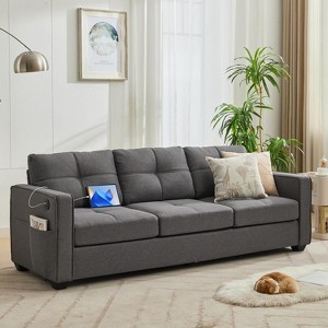 TYBOATLE 88" Faux Leather L-Shaped Sectional Sofa, Comfy Modular Couch with Chaise & USB, Convertible Sofa for Living Room, Bedroom, or Small Spaces - 1 of 4