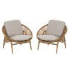 Set of 2 Outdoor Wicker Lounge Chairs with Cushions,Papasan Style Patio Chairs for Balcony or Poolside–Maison Boucle - 3 of 4