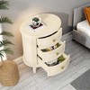 Kumasinova Nightstand with 3 Drawers and Handles,Wooden Accent Table with Storage,Side Table for Bedroom,Living Room,Off-White - 4 of 4