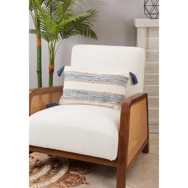 Oversize Striped Tassel Corners Design Throw Pillow - Saro Lifestyle, 3 of 4