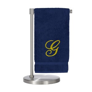 BC BARE COTTON Monogrammed Bath Towel, Personalized Gift, 27 x 54 inches - Set of 1 - Navy - Gold Script - 1 of 4