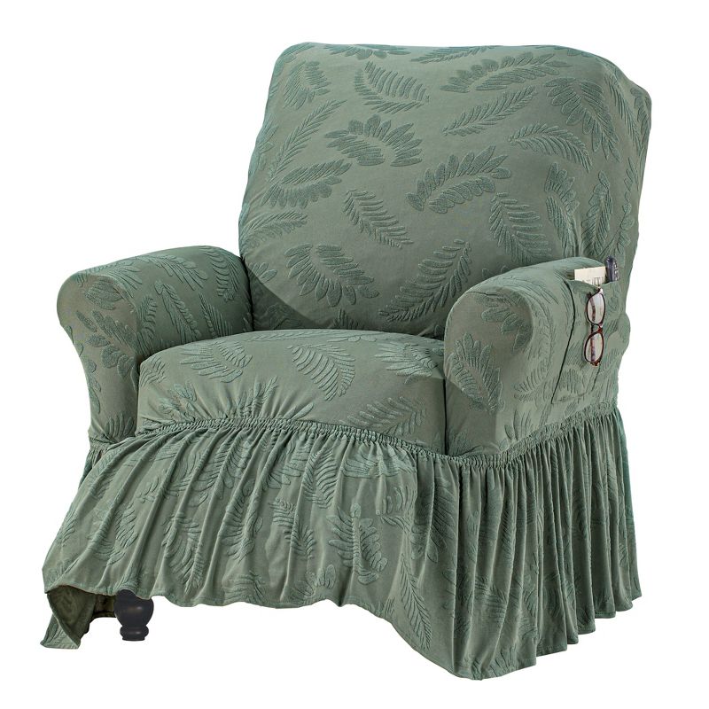 Collections Etc Leaf Stretch Ruffle Furn Cover, 1 of 4
