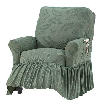 Collections Etc Leaf Stretch Ruffle Furn Cover