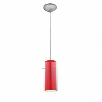 Access Lighting Glass`n Glass Cylinder 1 - Light Pendant in  Brushed Steel