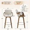 Bekrvio 26" Swivel Counter Stools with Back & Arms, Faux Leather Mid-Century Bar Stools for Kitchen Island, Walnut Frame, Set of 1/2/3/4 - 4 of 4