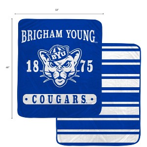 NCAA BYU Cougars Varsity Plaque Double Sided Royal Plush Blanket - 1 of 2