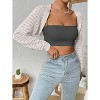 Womens Bolero Cropped Crochet Shrug Sweater Knit Cardigans with Lantern Sleeve Drop Shoulder Knit Bolero Sweater - 3 of 4