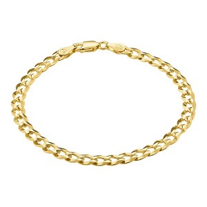 KISPER 18K Gold Over 925 Sterling Silver Italian 5mm Solid Diamond-Cut Cuban Link Curb Chain Bracelet for Men & Women - Made in Italy - 1 of 4