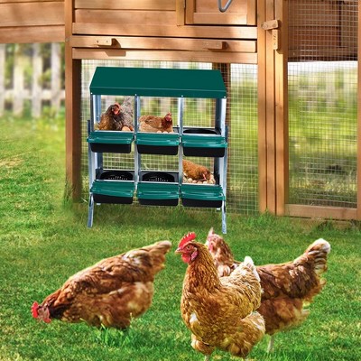 Chicken Nesting Boxes, Chicken Egg Laying Box with Chicken Perch, Metal Roll Away Nest Box for Chicken Coop Hens Poultry